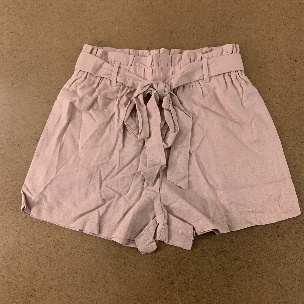 Heart & Hips Juniors Size Small Mauve High Rise Belted Paper Bag Shorts New